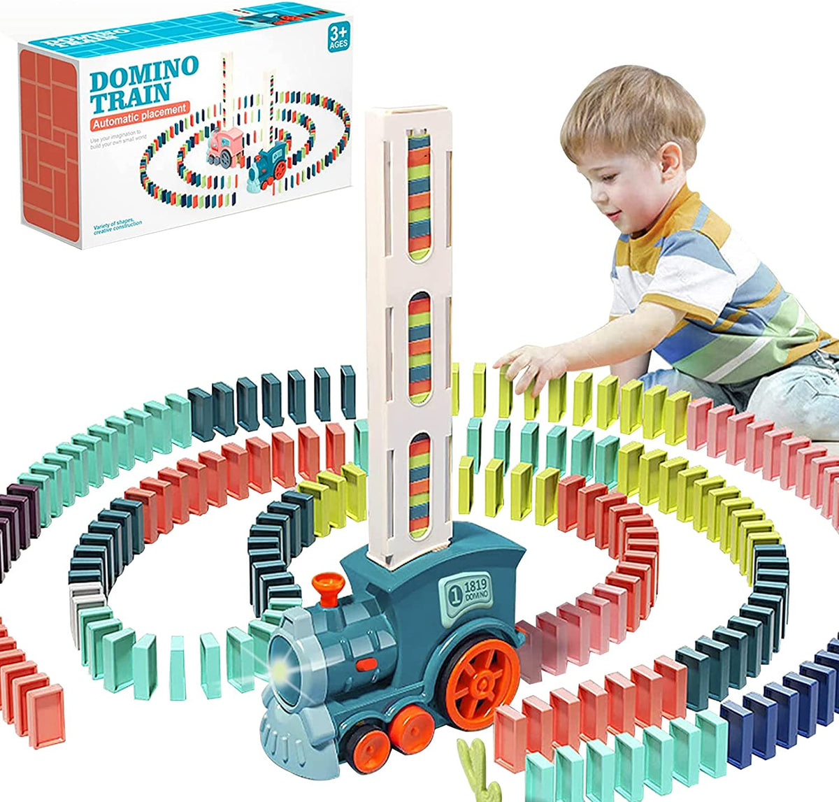 Automatic Domino Train Toy Set for Kids