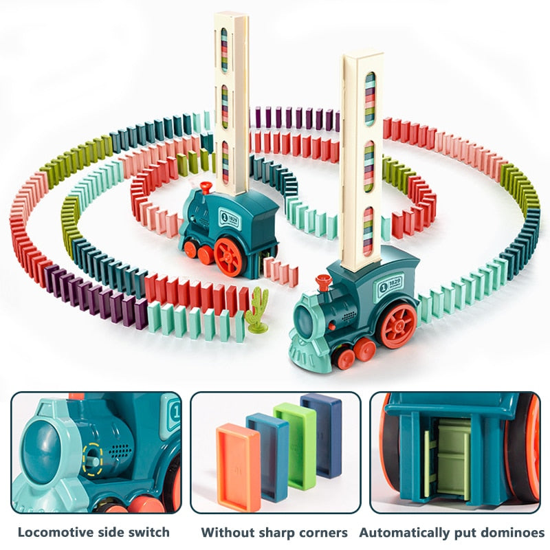 Automatic Domino Train Toy Set for Kids